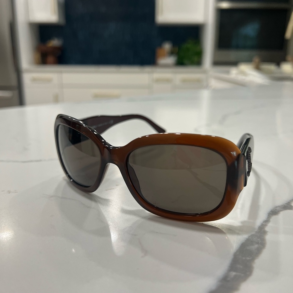 Vintage Chanel 5102 Brown Tortoise Sunglasses w/ Crystal CC Logo